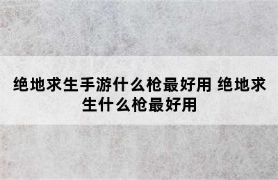 绝地求生手游什么枪最好用 绝地求生什么枪最好用